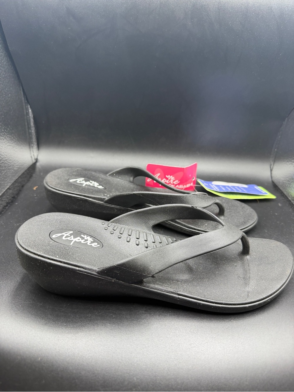 Black Women's Comfort Wedge Flip Flops